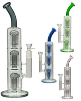 Triple Chamber Tree Perc Bend Color Tube Water Pipe